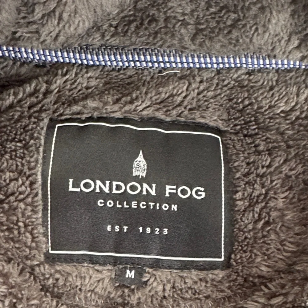London Fog Sherpa Lined Light Gray Quarter Zip Sweater